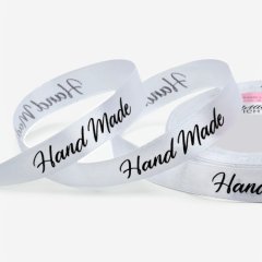 Лента для декора и упаковки атласная белая "Handmade" 1,5 см 23 м 10746886