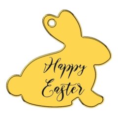 Топпер декоративный акриловый "Бирка кролик" Золото 4х4 см ТСК344