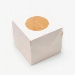 Коробка на 1 капкейк с круглым окном белая 9х9х9 см 7-1-2