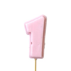 Фигурка из шоколадной глазури "Цифра розовая 1" ФГ177(розовый1)	