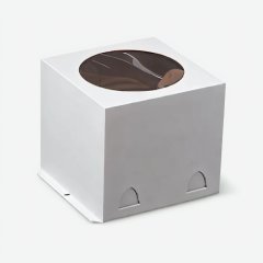 Коробка для торта с окном белая 22,5х22,5х22,5 см 2-3-1