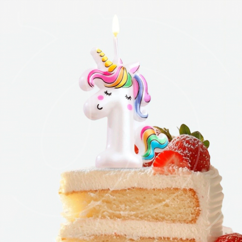 Свеча декоративная Цифра "1" Единорог 9485665