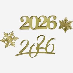 Набор топперов декоративных акриловых "2026" Золото 10х6 см 