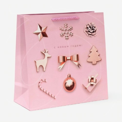 Пакет бумажный с ламинацией "С Новым Годом!" 30х30х12 см 4320122