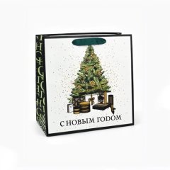 Пакет бумажный "Новогодние подарки" 22х22х11 см 7724310