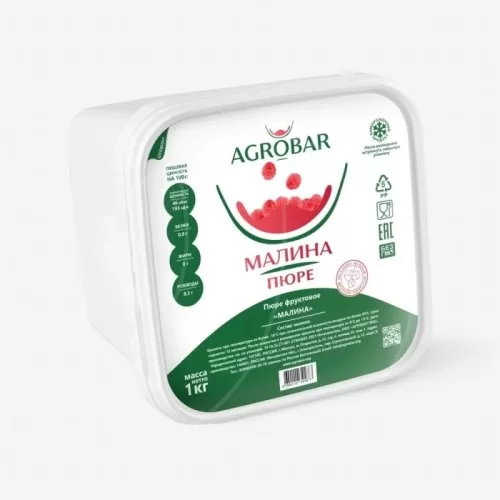 Пюре замороженное без сахара AGROBAR Малина 1 кг 