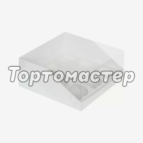 Коробка на 9 капкейков с прозрачной крышкой белая 040573 ф, 52310