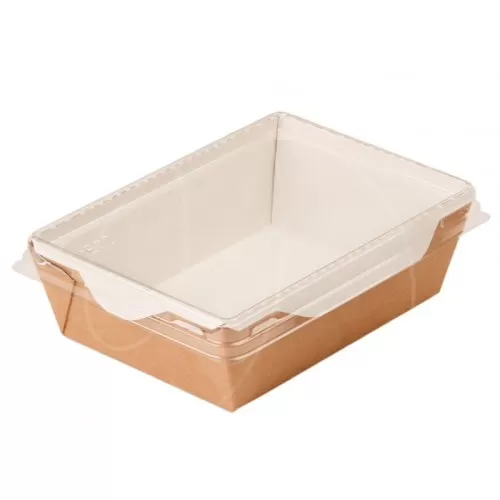 Коробка для сладостей с прозрачной крышкой крафт 16х12х4,5 см ECO OpSalad 500
