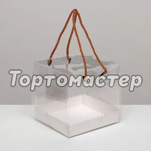 Коробка для торта с ручками 14х14х14 см 10325611