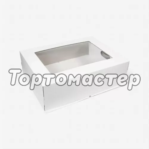 Коробка для торта с окном белая 30х40х12 см 3304012