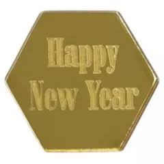 Набор топперов декоративных акриловых "Happy New Year. Шестигранник" Золото 4х3,5 см 5 шт ТСК237