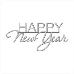 Топпер декоративный акриловый "Happy New Year" Серебро 11х5 см ТСК159