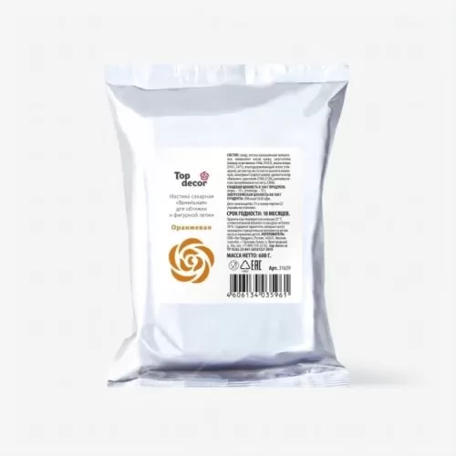 Мастика кондитерская ванильная Top Decor "Оранжевая" 600 г tp35961