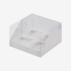 Коробка на 4 капкейка с прозрачной крышкой белая 040273 ф, 41710