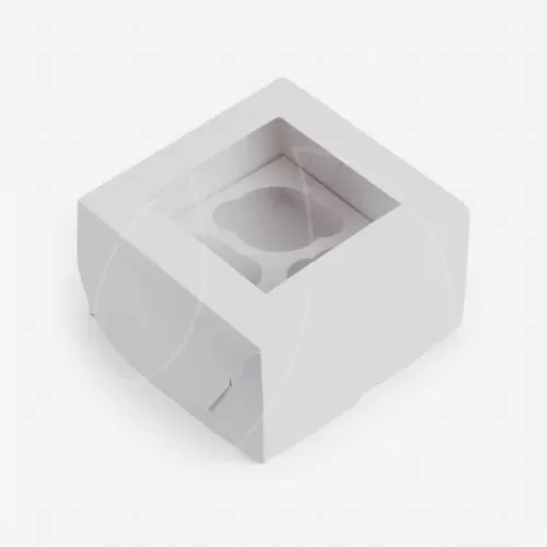 Коробка на 4 капкейка с окном белая 16х16х10 см ForG MUF 4 PRO I W W, 416102; 7904605